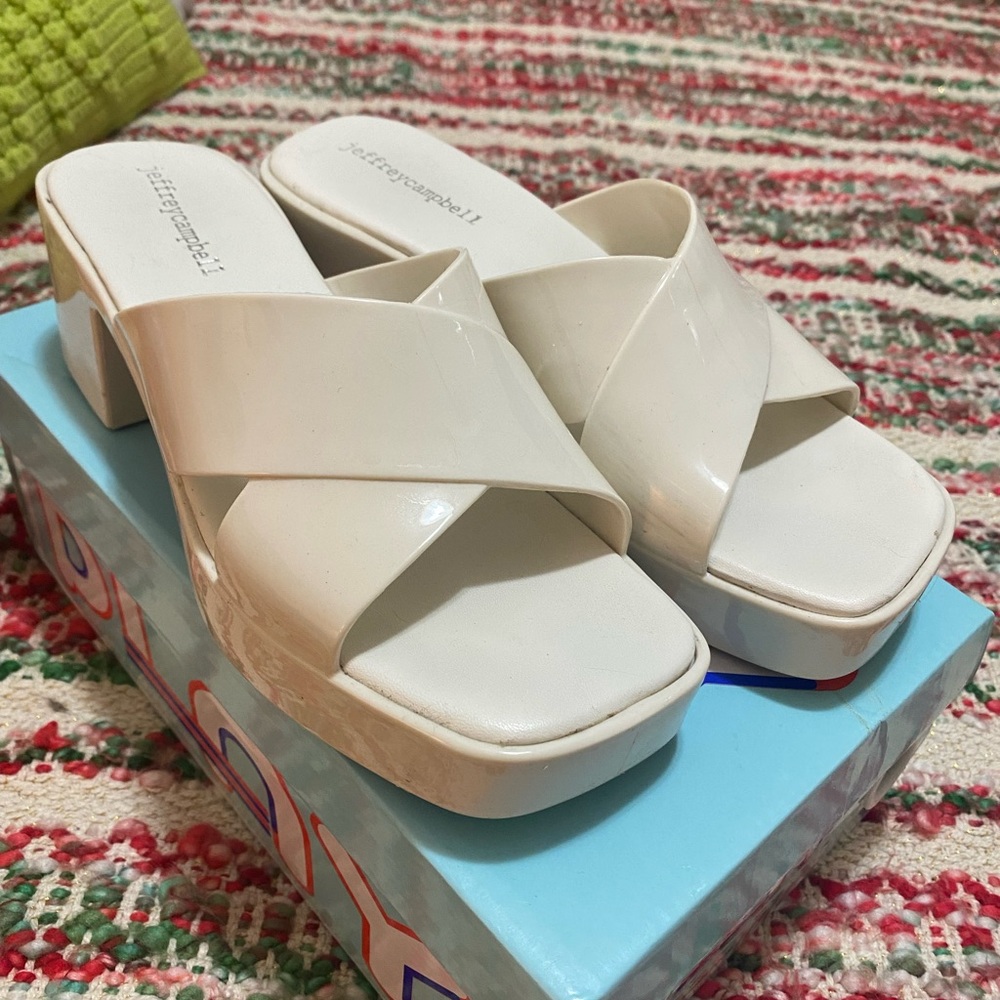 Jeffery Campbell bubblegum sandals in cream